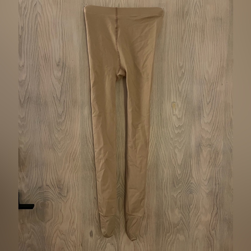 size medium fleece lined light beige tights